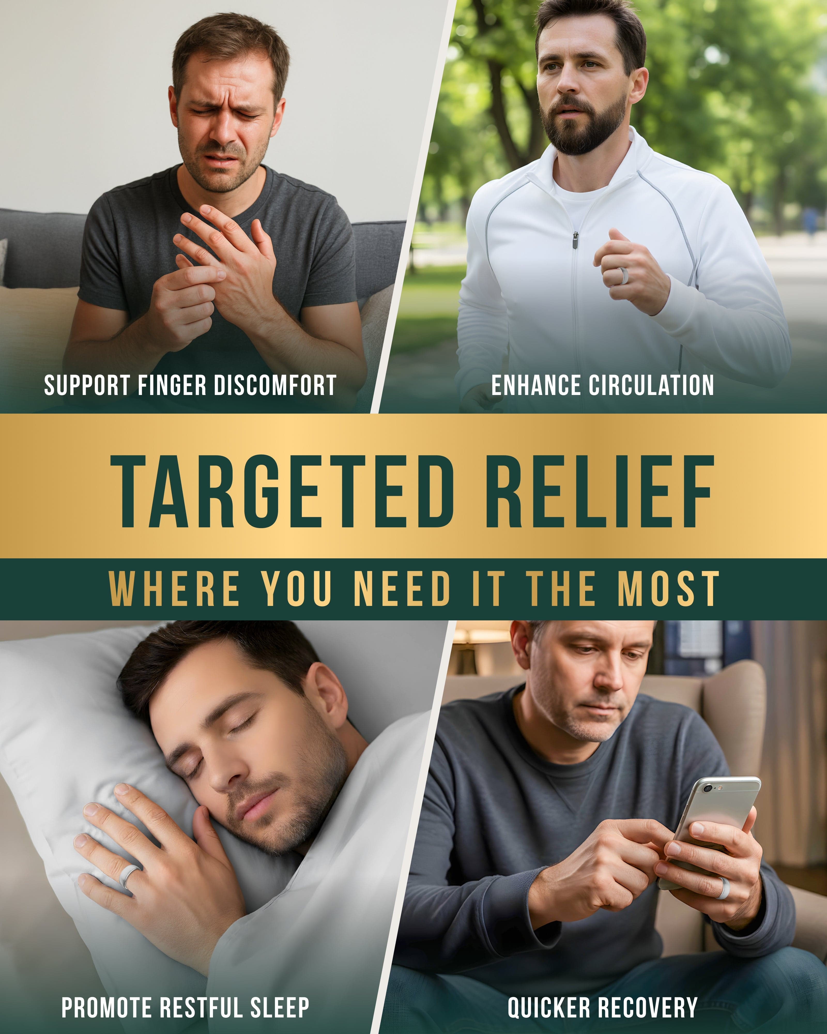 Magnetic Therapy Ring (Brushed Silver)