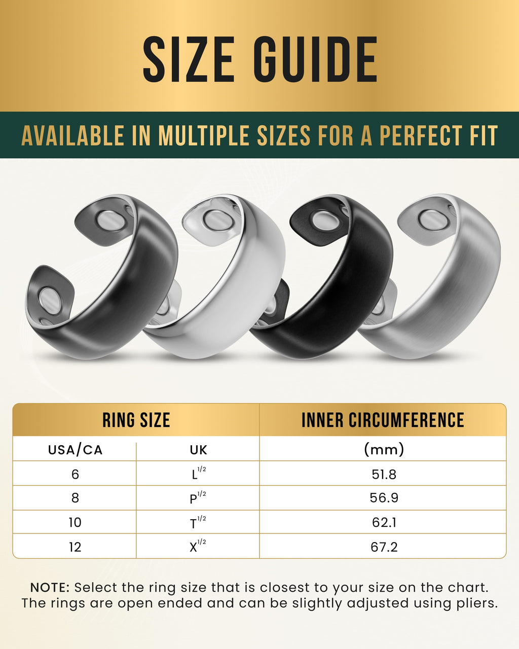Magnetic Therapy Ring (Polished Silver)