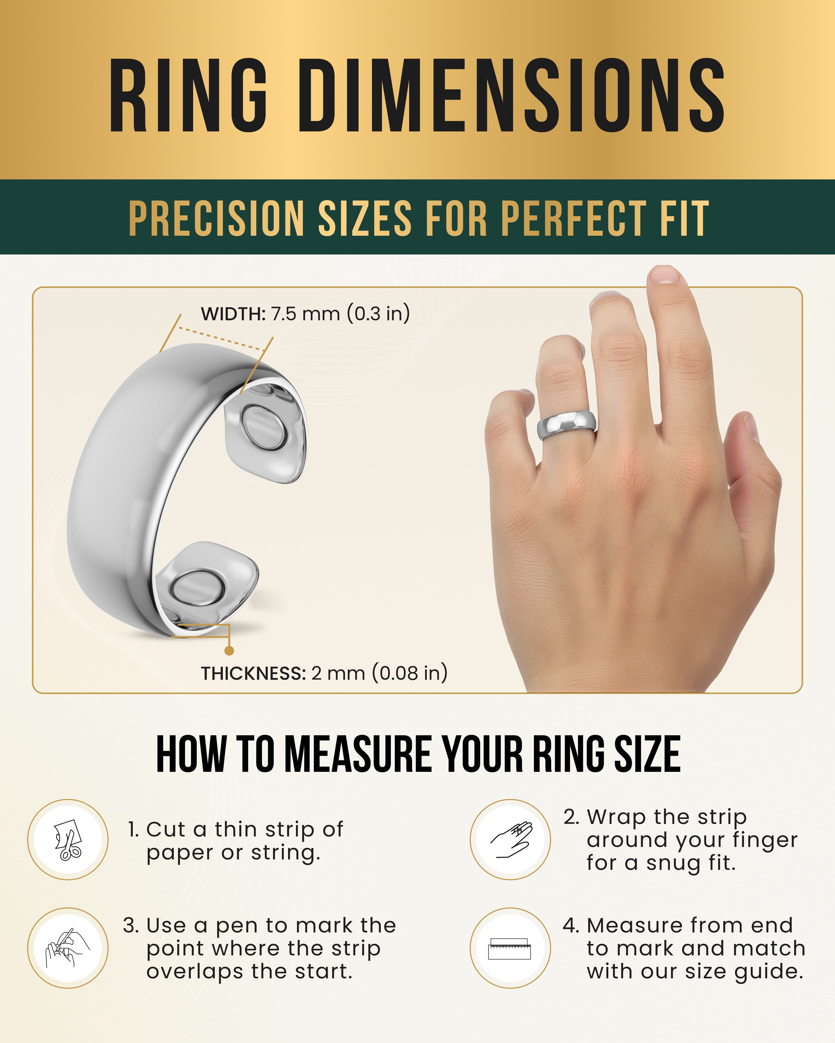 Magnetic Therapy Ring (Polished Silver)