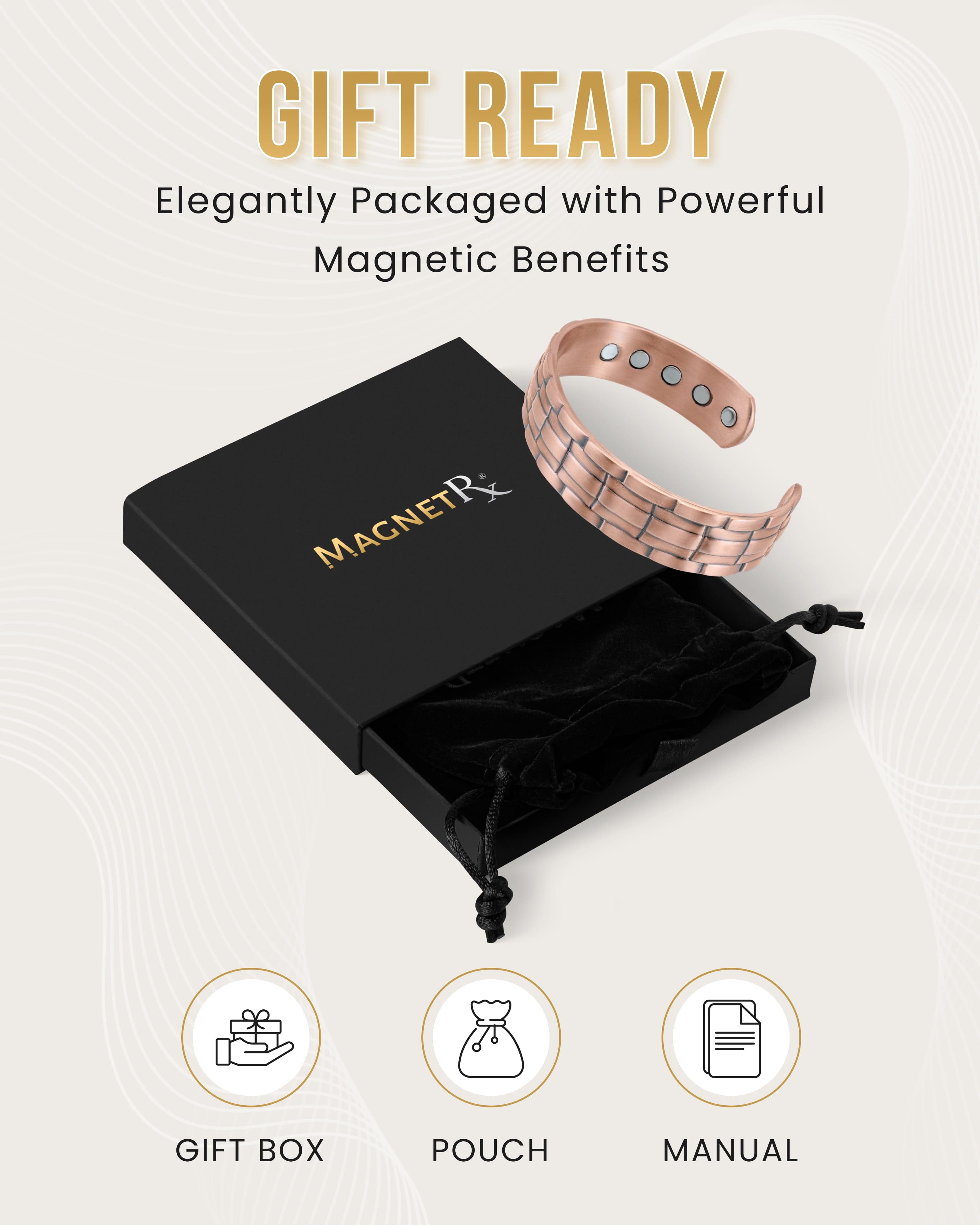 Stamped Chain Magnetic Copper Bracelet Cuff for Men