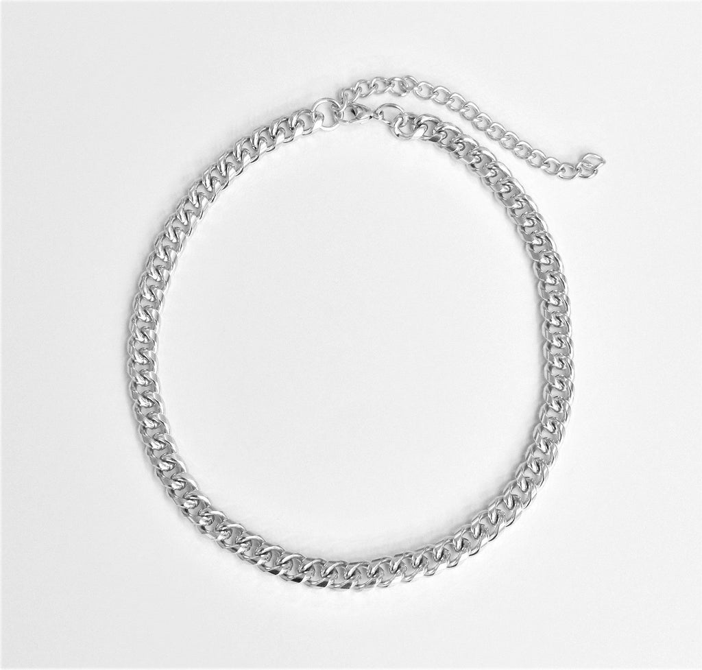 MASON LARGE SILVER CUBAN CHAIN NECKLACE