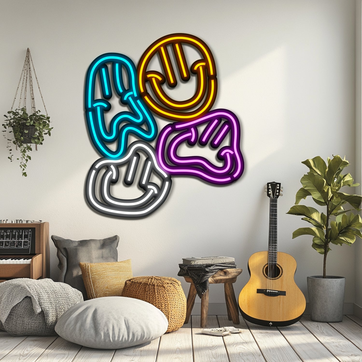 Colorful Smiles Metal Neon Wall Art- LN0185