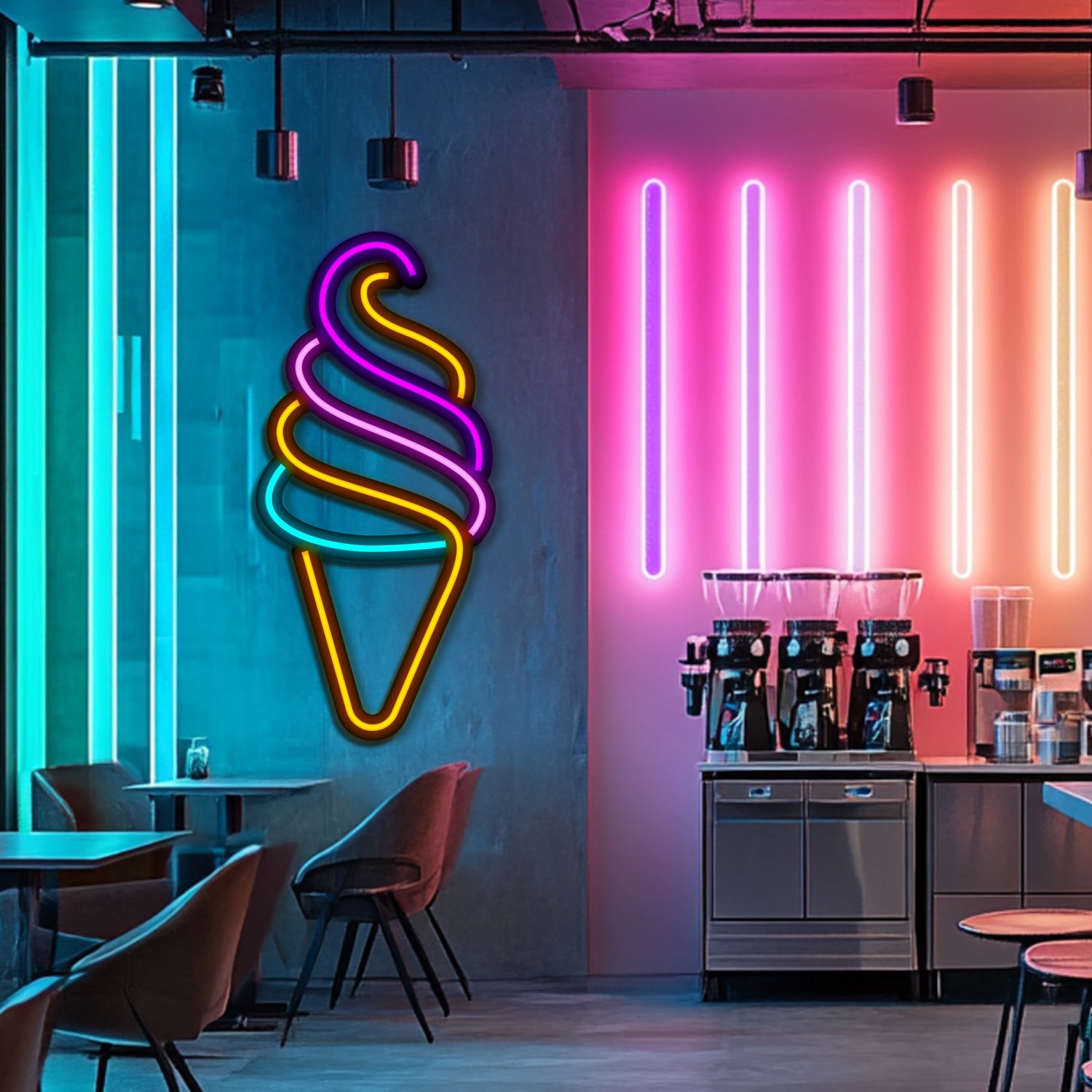 Ice Cream Metal Neon Wall Art- LN0217