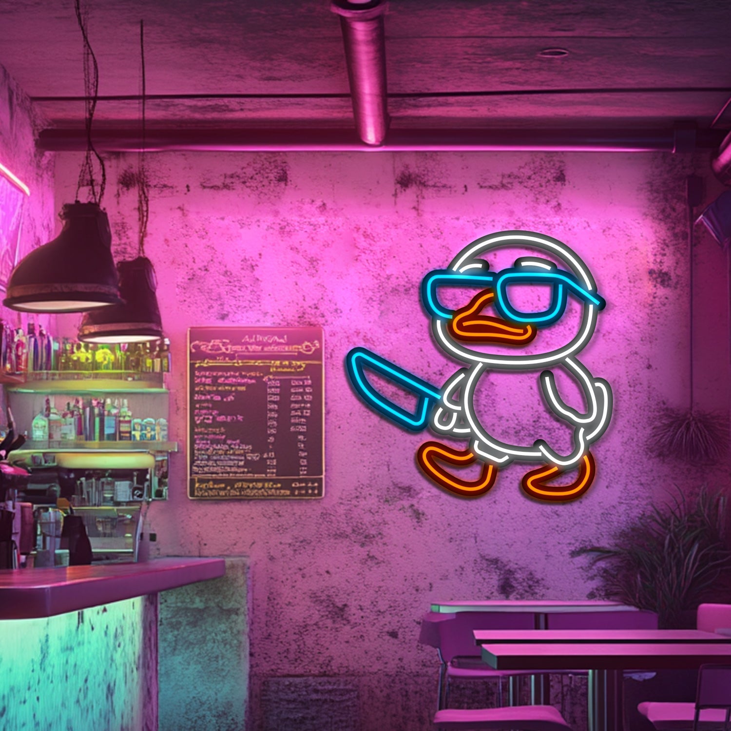 Gangster Duck Metal Neon Wall Art- LN0098