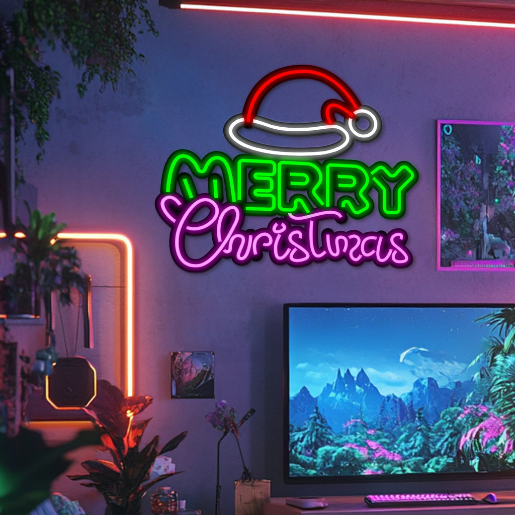 Merry Christmas Metal Neon Wall Art- LN0180