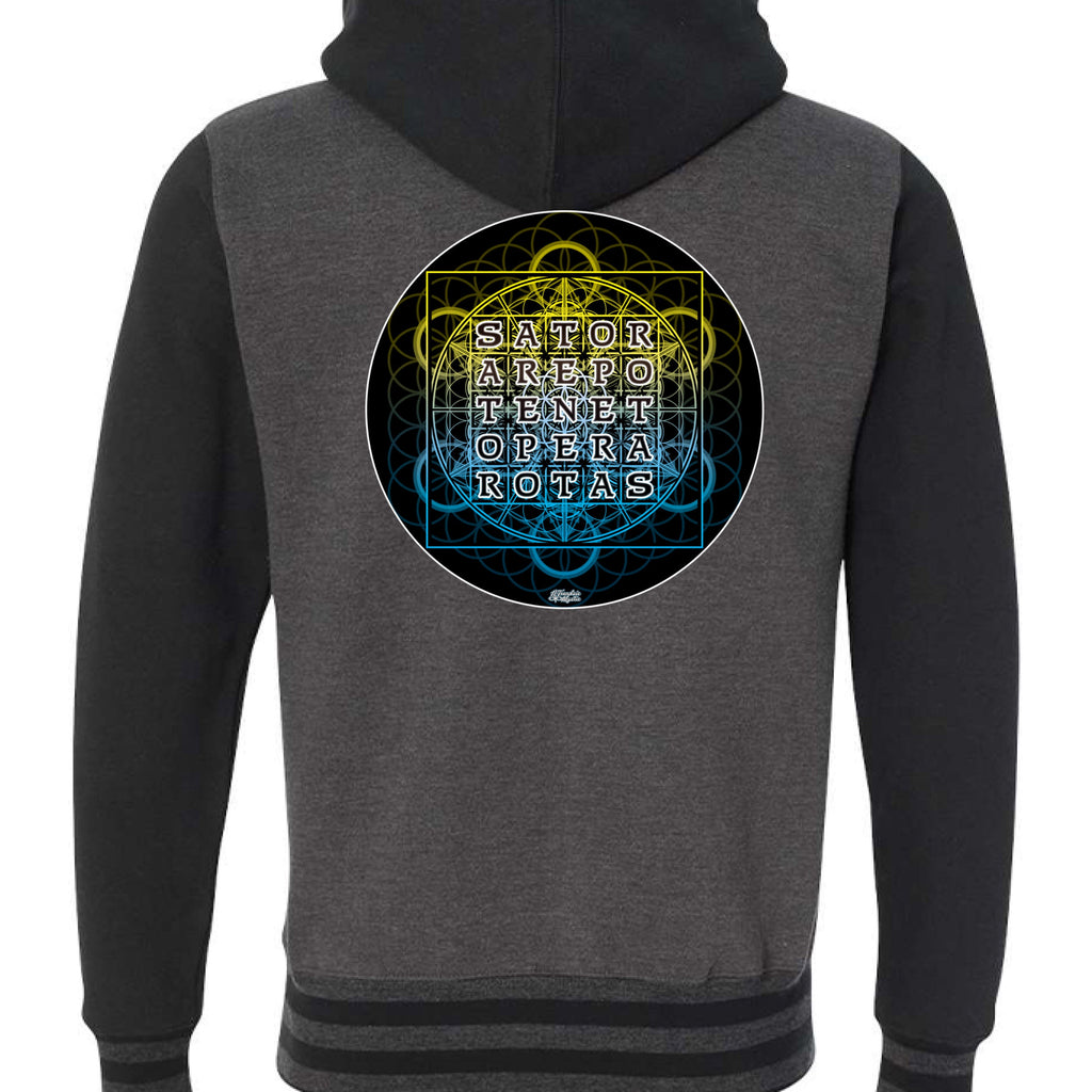 SATOR Square Sacred Geometry Varsity Zip Hoodie
