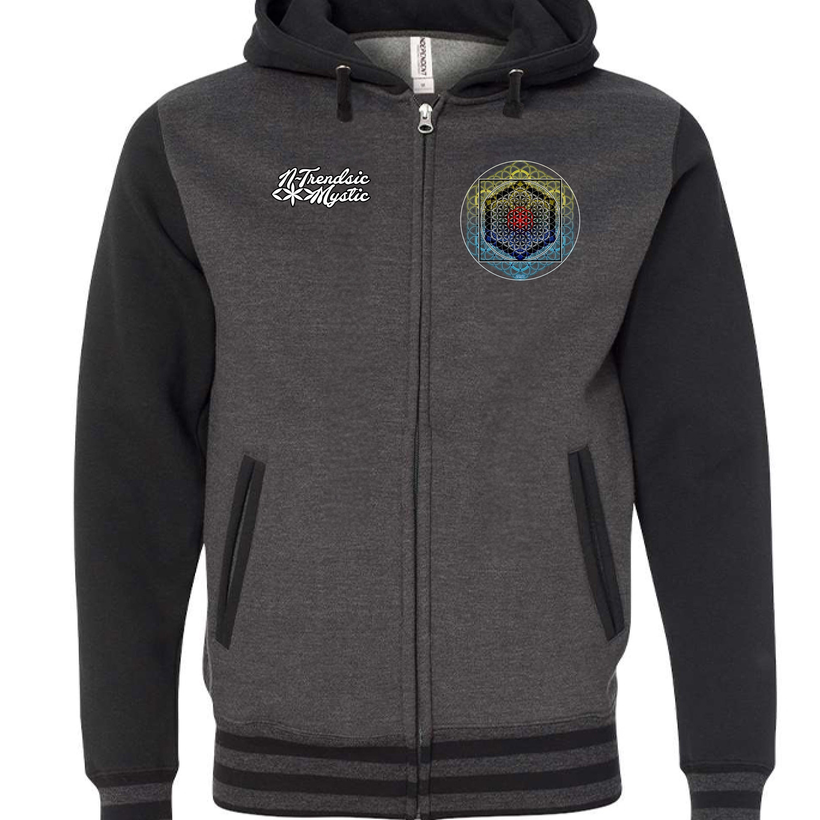 SATOR Square Sacred Geometry Varsity Zip Hoodie