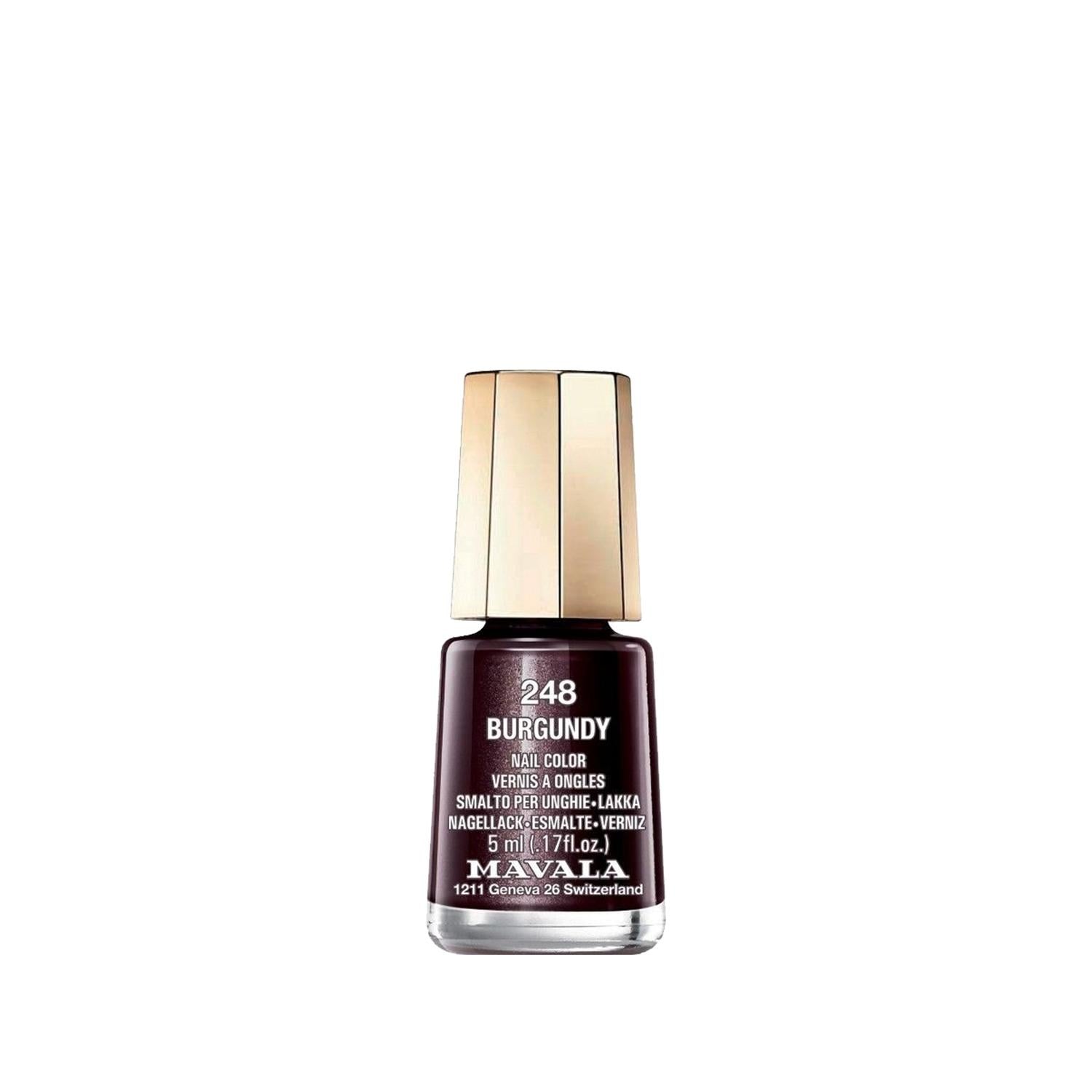 Mavala Mini Color 248 Burgundy Nail Polish - Portable, Travel-Friendly, High-Quality Burgundy Shade