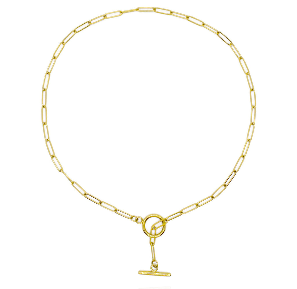 JAMIE GOLD TOGGLE PAPERCLIP CHAIN NECKLACE