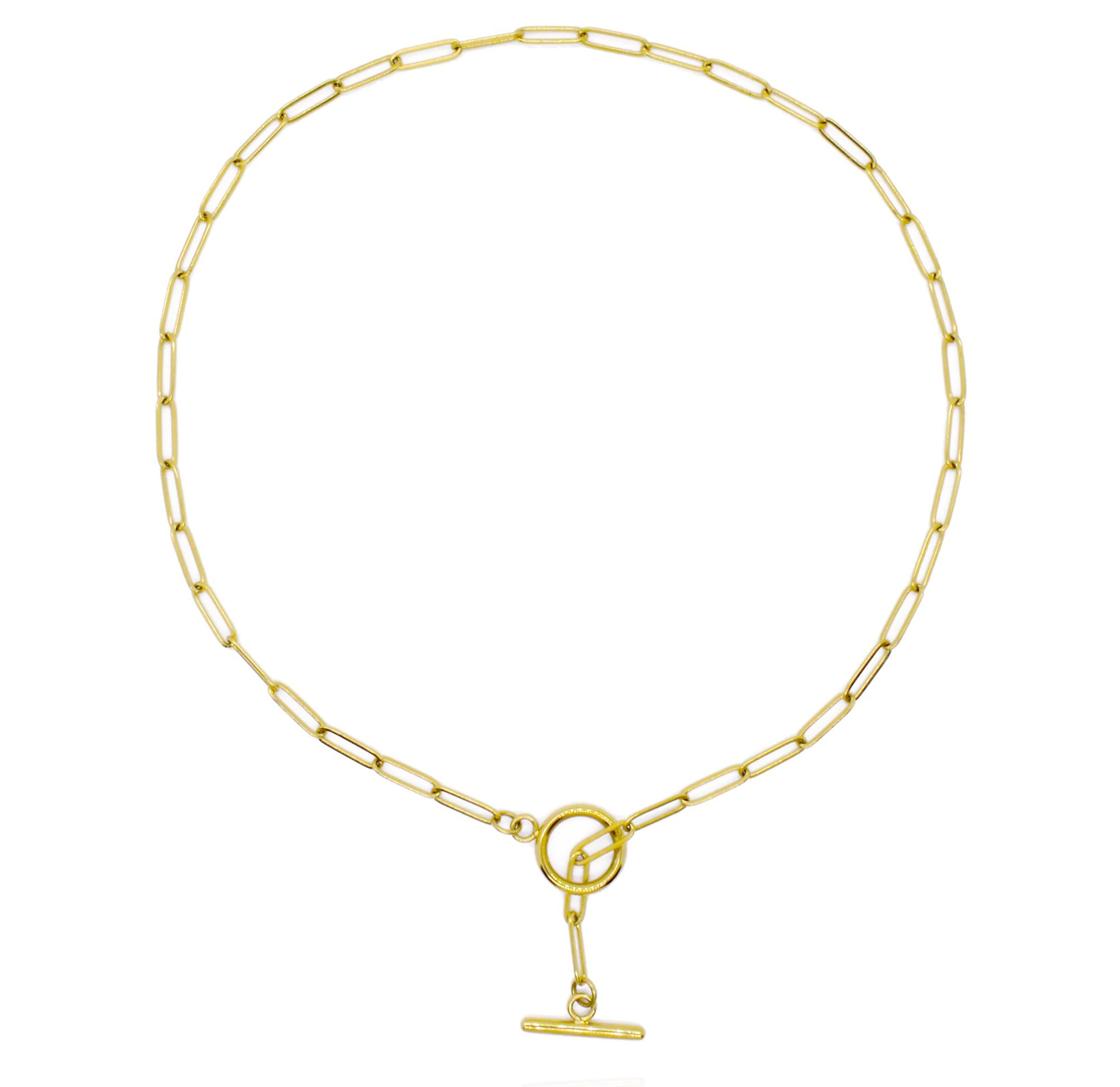 JAMIE GOLD TOGGLE PAPERCLIP CHAIN NECKLACE