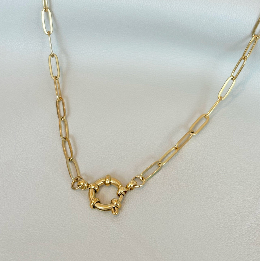KELLY GOLD PAPERCLIP CHAIN CHARM NECKLACE