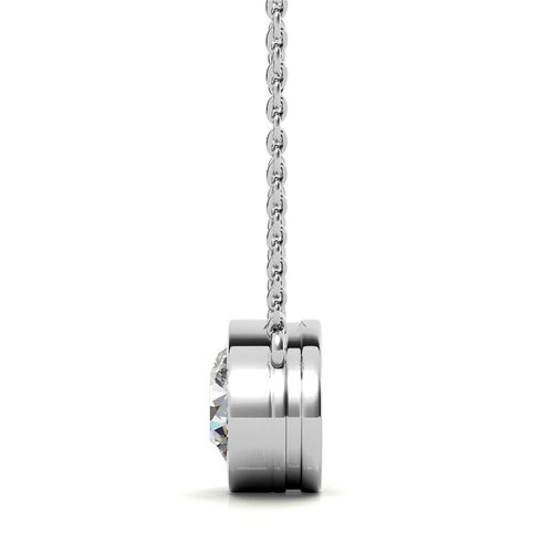 3.00 CTW AGI Certified Round Brilliant Lab Grown Diamond Bezel Pendant in 14K White or Yellow Gold