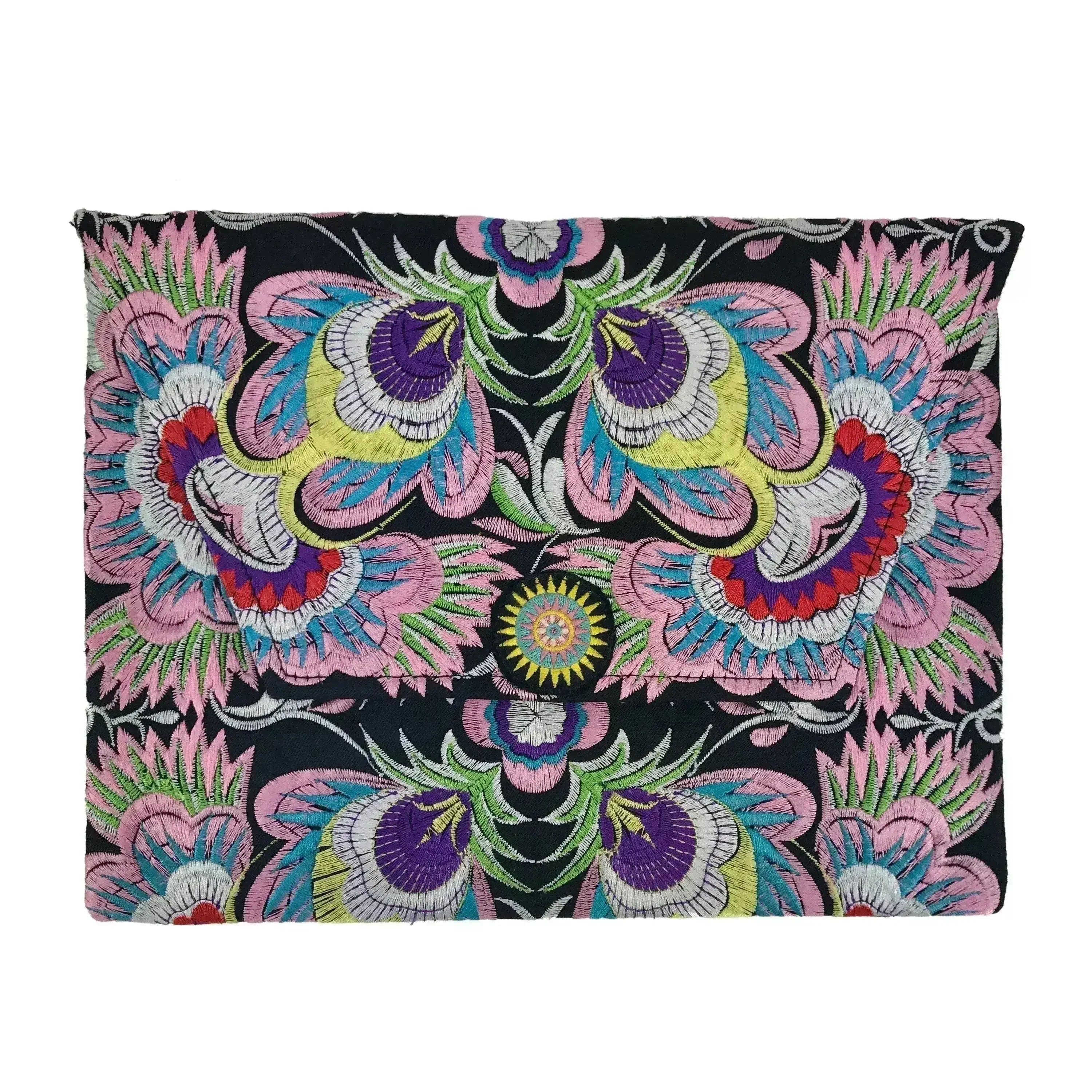 Embroidered Flower Clutch