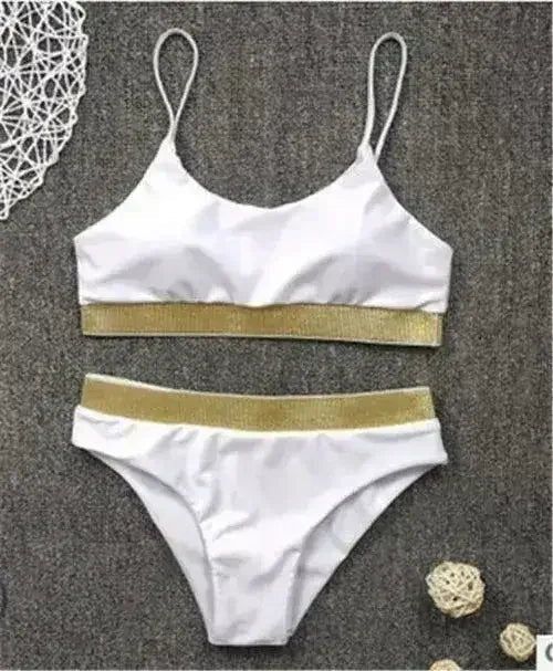 Two-Pieces Sexy Women Sequined Crystal Bikini Set Ladies Rhinestone