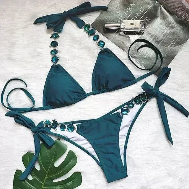 PAYASEN Rhinestone Bikini - Crystal Diamond Swimsuit for Women