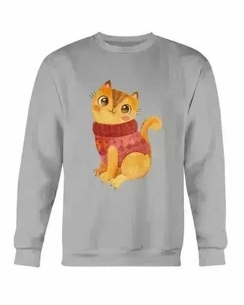 Winter Cat Sweatshirt - Gildan Crewneck Fleece Top | Femstylo