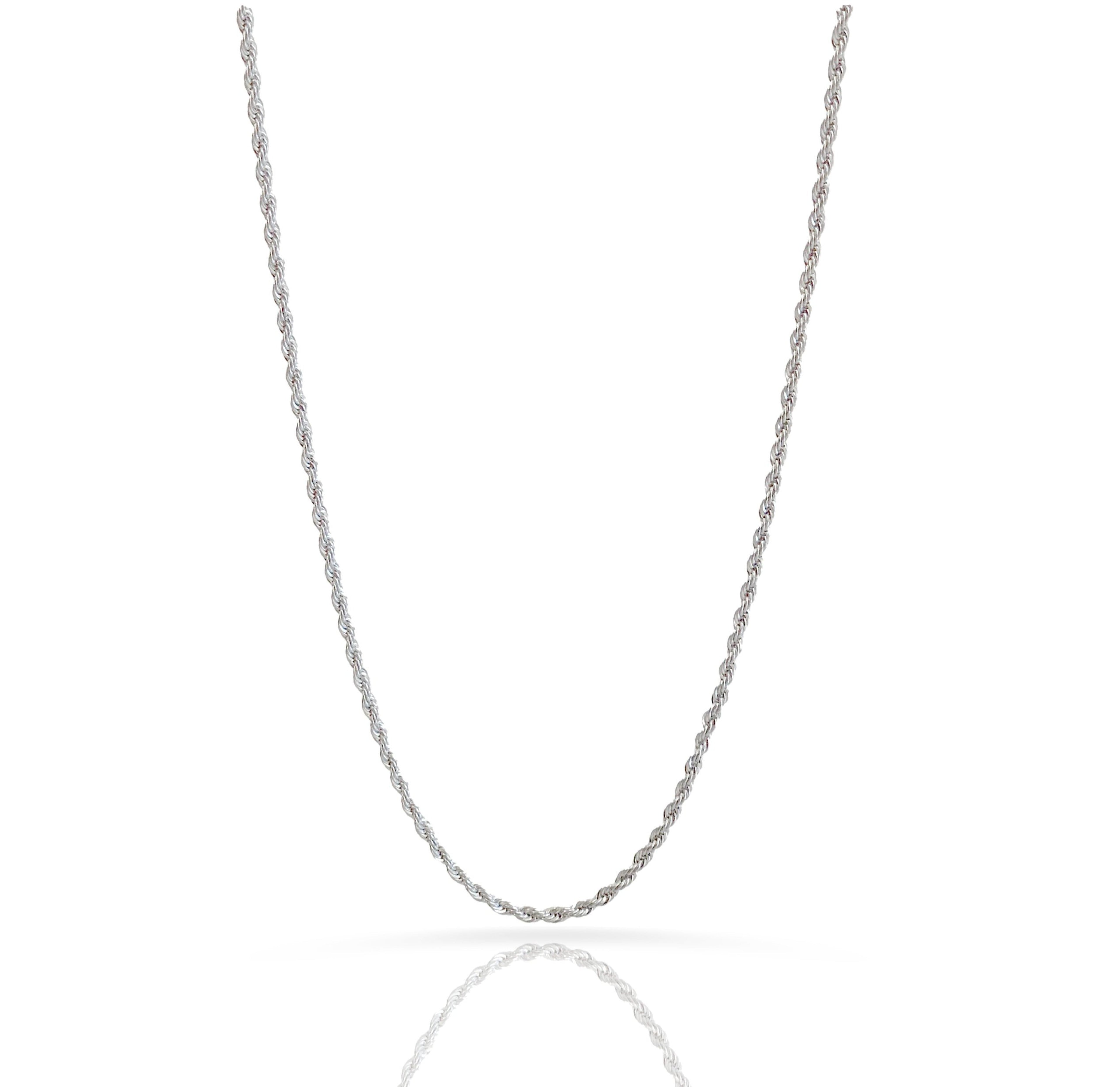 BILLIE THIN SILVER ROPE CHAIN NECKLACE