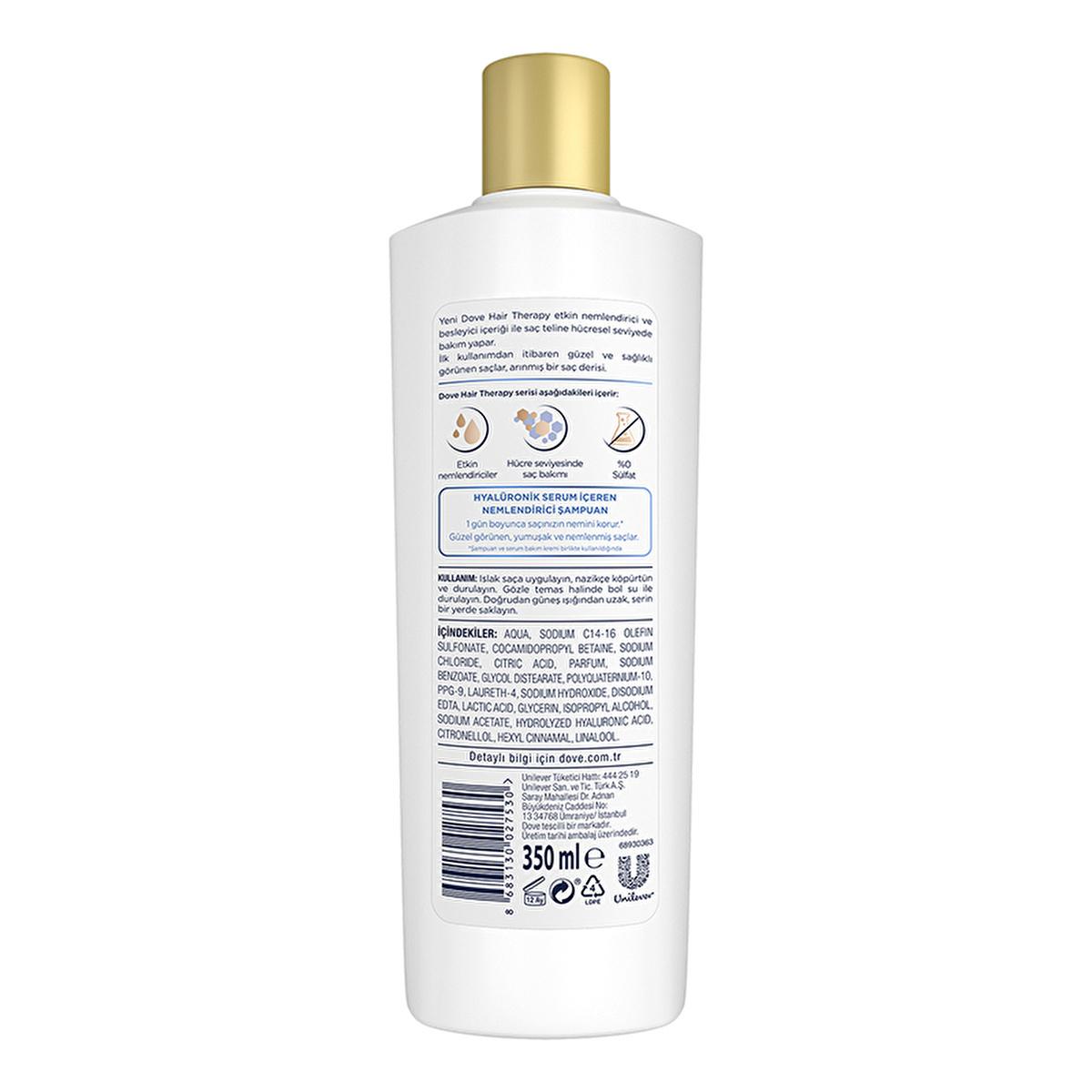 Dove Hair Therapy Hydration Spa Shampoo: Intense Moisture for Dry & Damaged Hair - Hyaluronic Acid, Deep Scalp Care, Stronger Hair