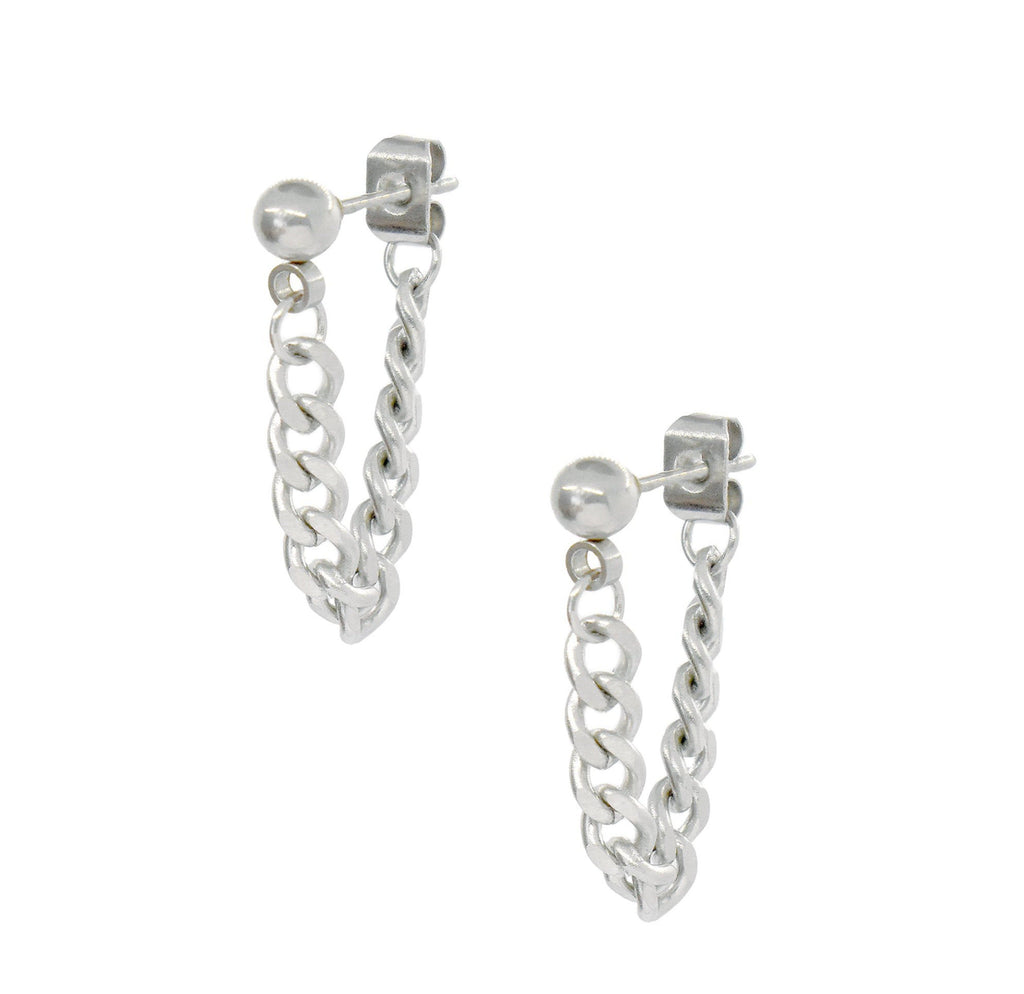 RYLIE SILVER LOOP CHAIN EARRINGS