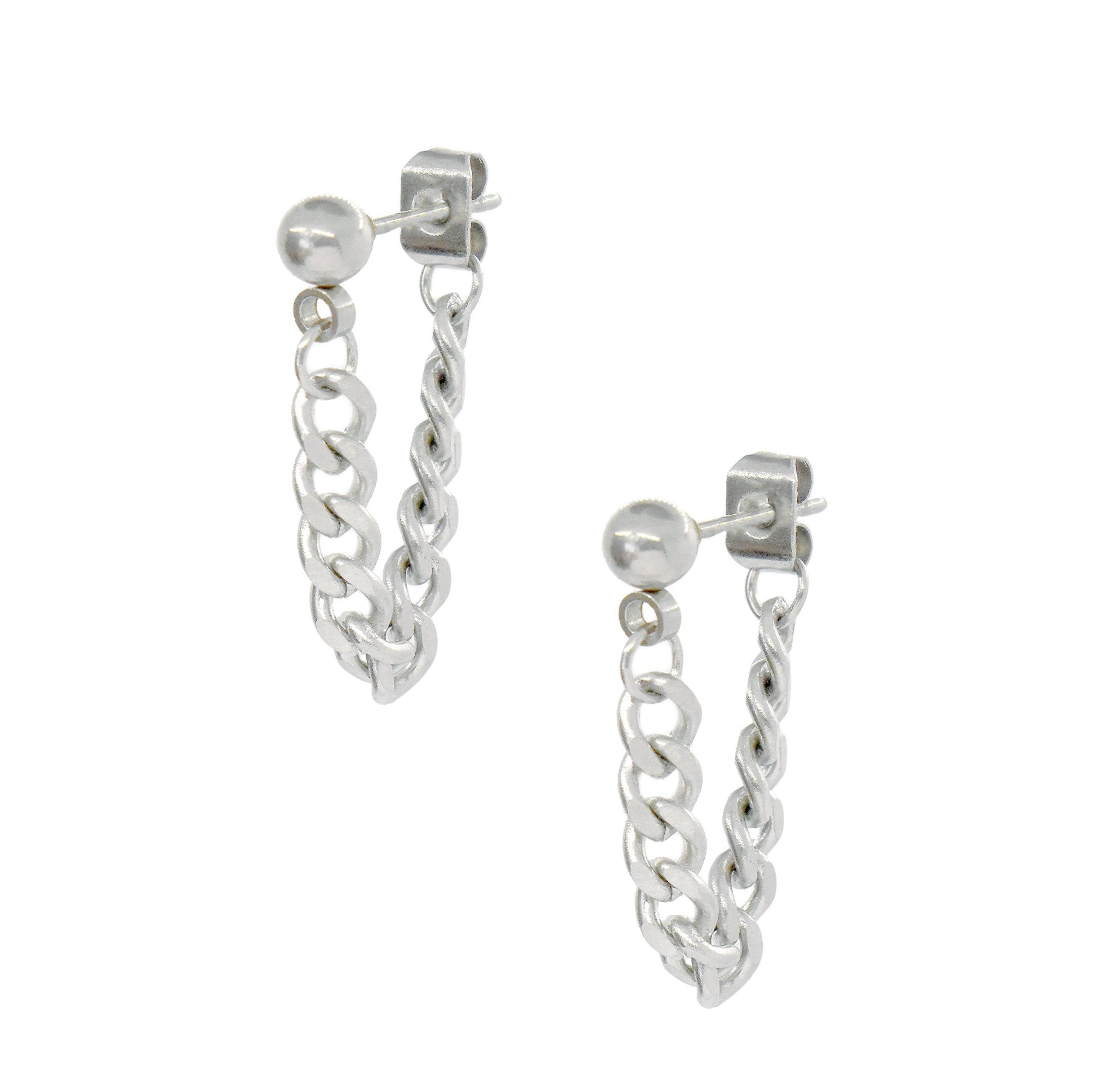 RYLIE SILVER LOOP CHAIN EARRINGS