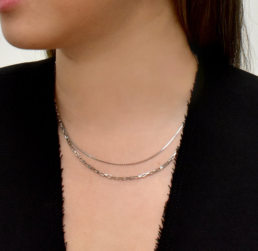 BLAKE SILVER BOX CHAIN NECKLACE