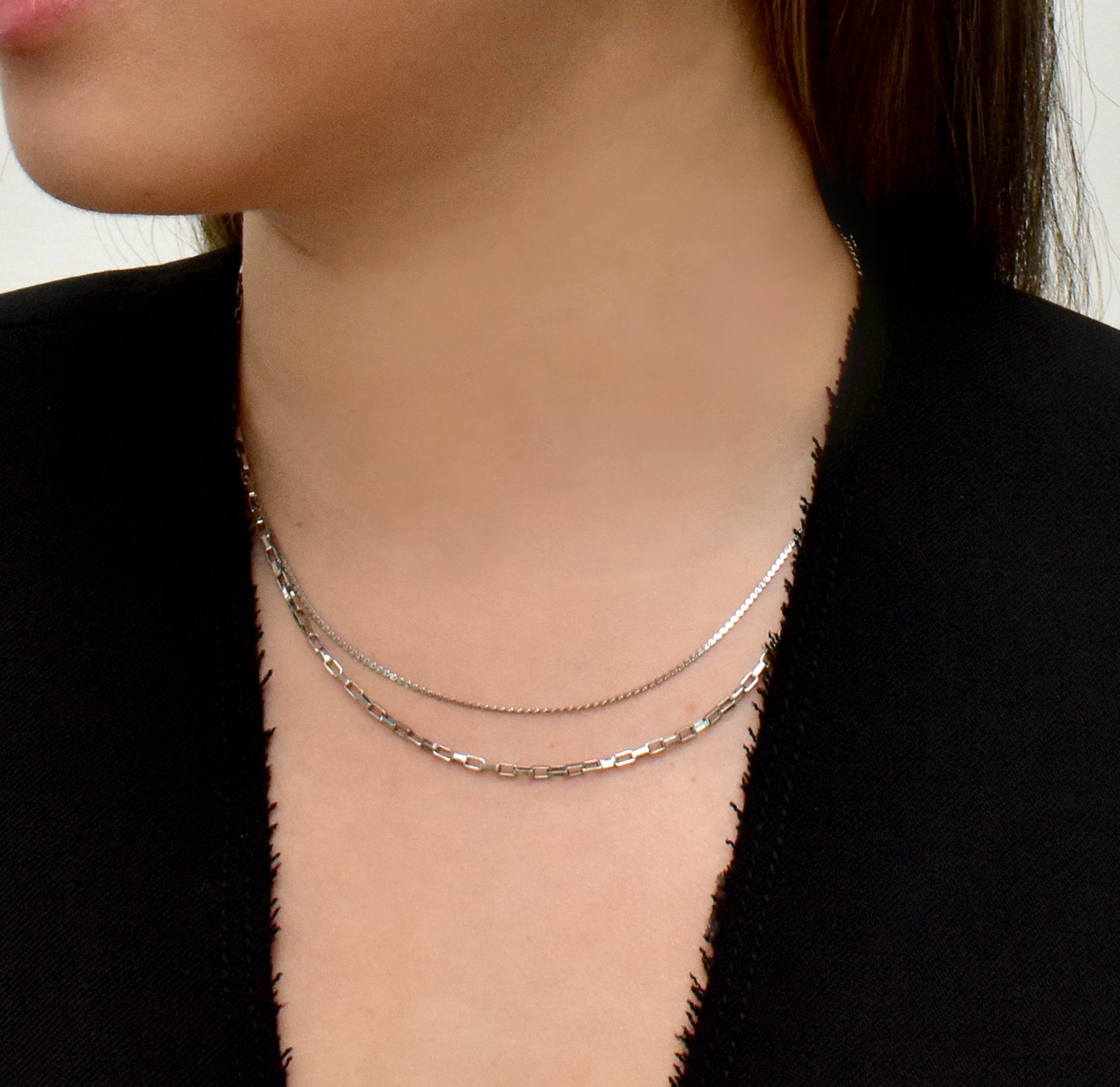 BLAKE SILVER BOX CHAIN NECKLACE