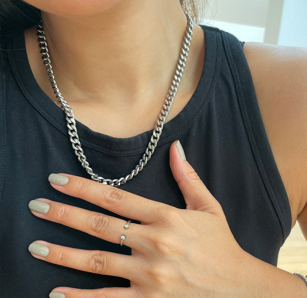 JOLIE SILVER CZ DIAMOND OPEN RING - SAMPLE