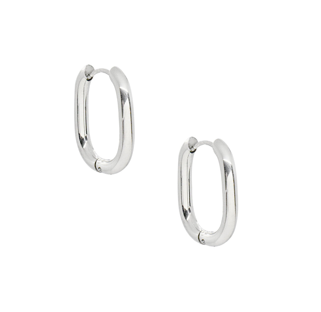 FIONA - SILVER OVAL HOOP EARRINGS