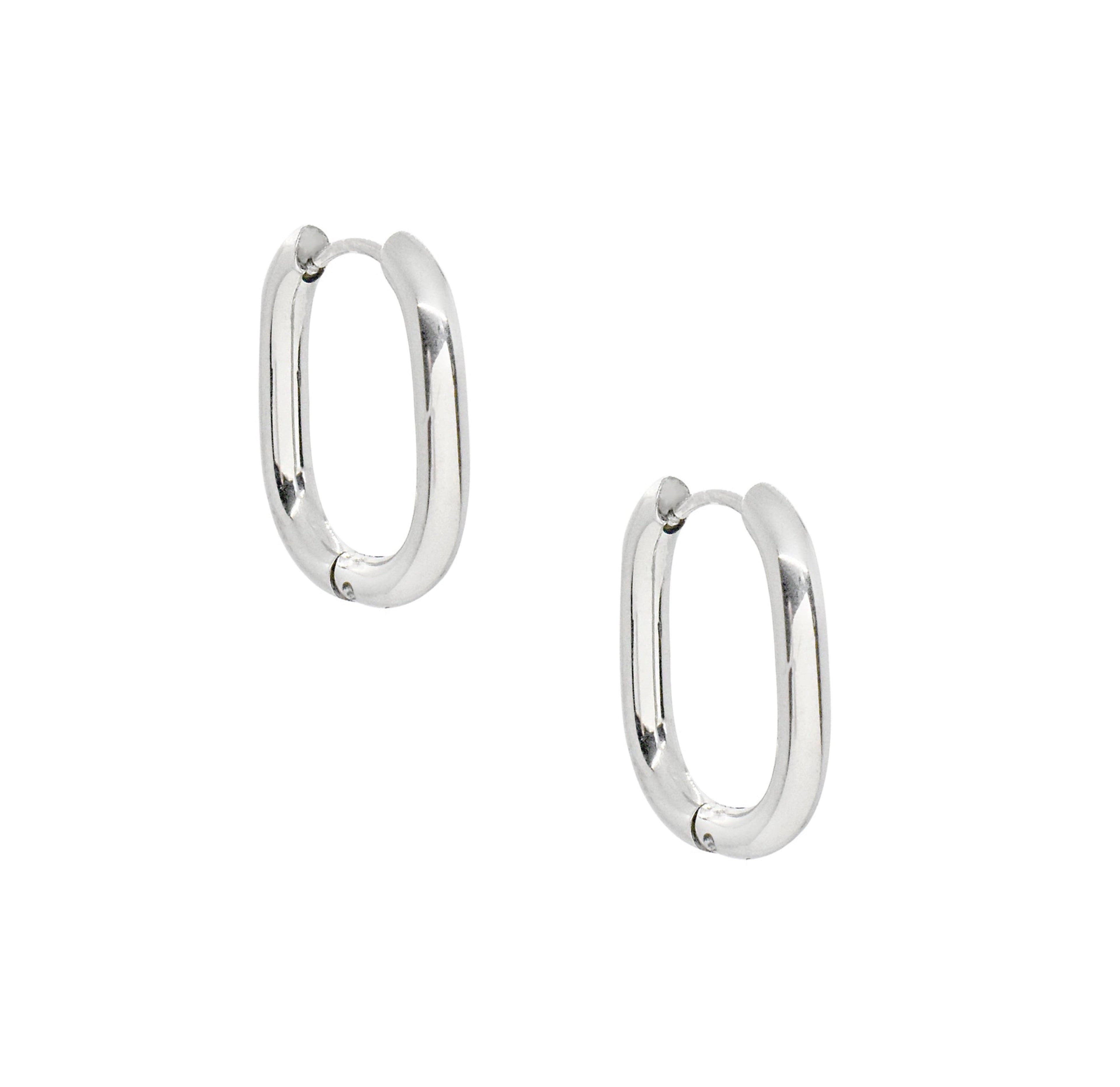FIONA - SILVER OVAL HOOP EARRINGS