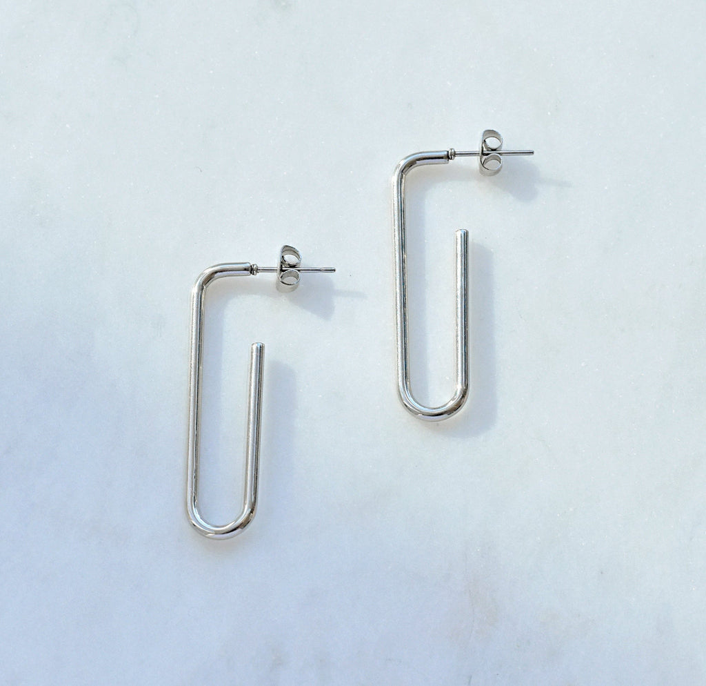 PARKER SILVER PAPER CLIP EARRINGS