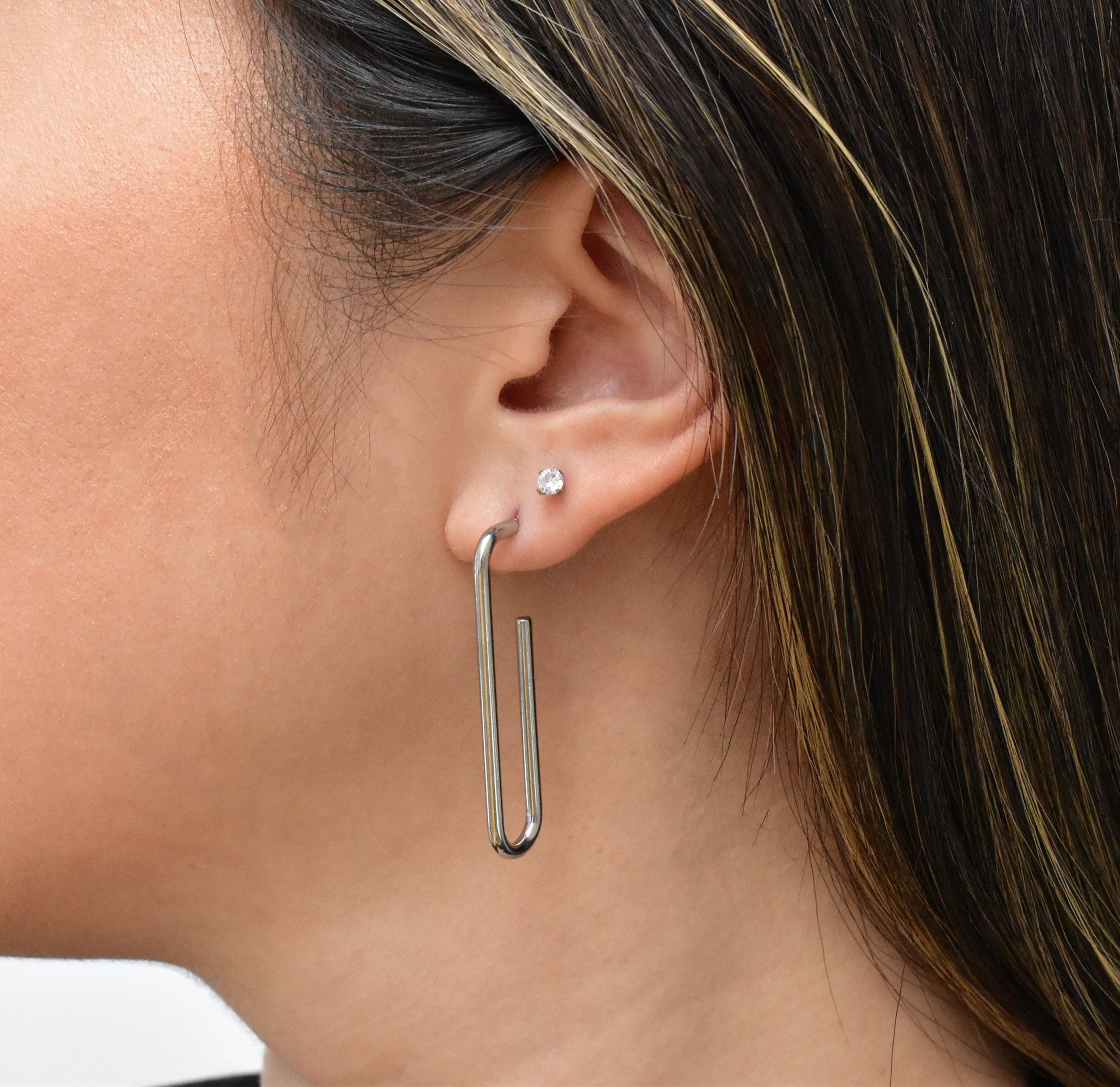PARKER SILVER PAPER CLIP EARRINGS