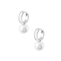 CASEY SILVER PEARL HUGGIE EARRINGS
