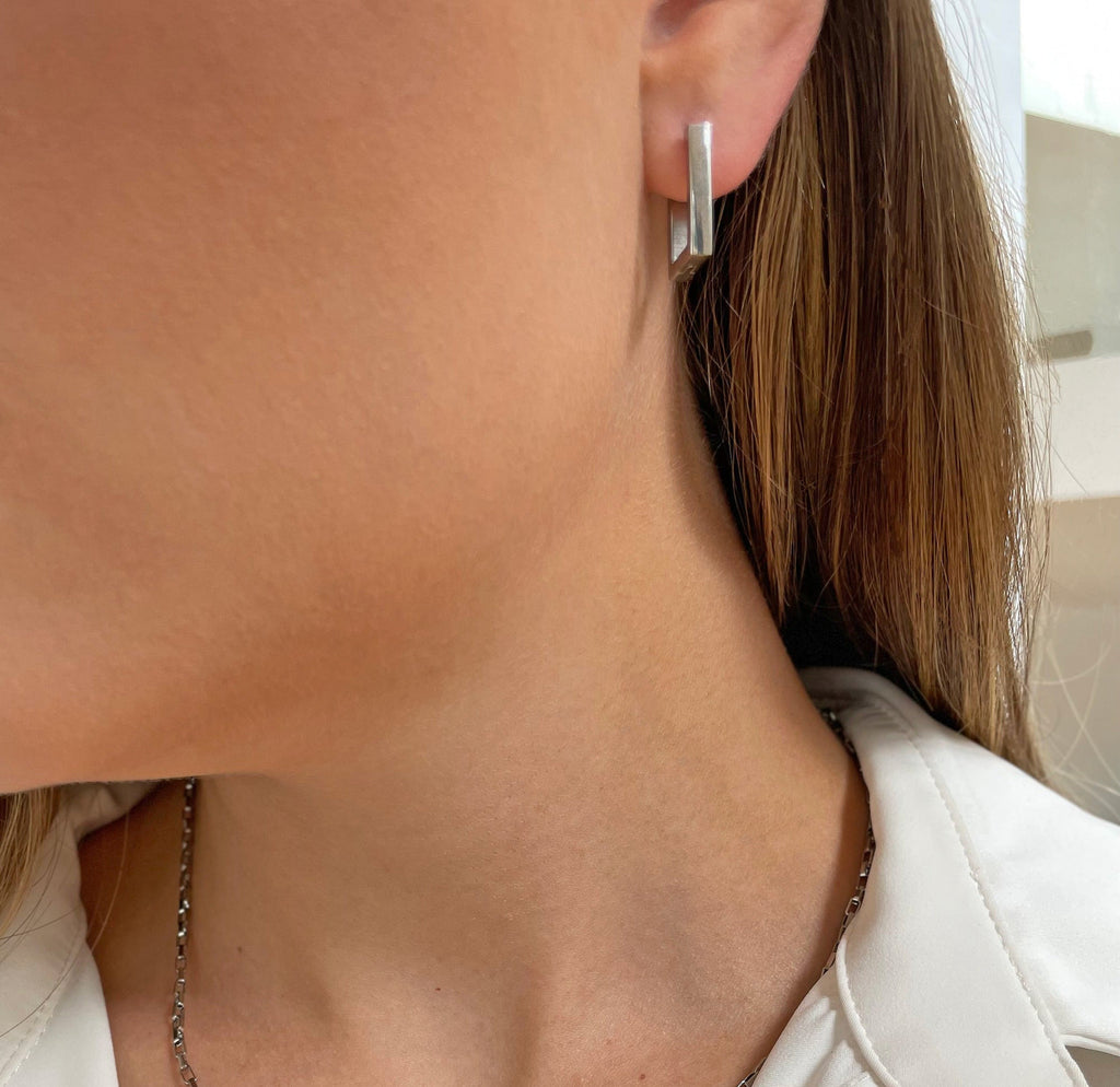 ELODIE - SILVER RECTANGLE EARRINGS