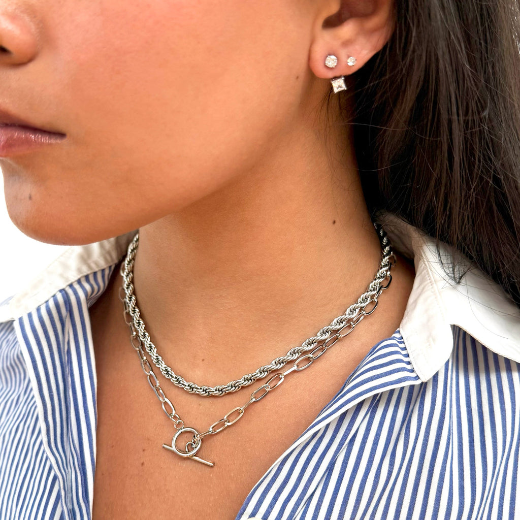 JAMIE SILVER TOGGLE PAPERCLIP CHAIN NECKLACE