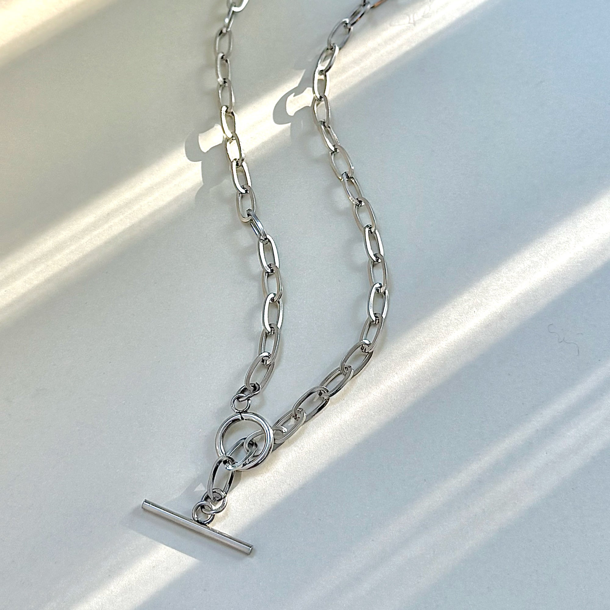 JAMIE SILVER TOGGLE PAPERCLIP CHAIN NECKLACE