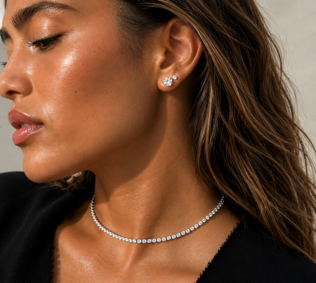 PARIS CZ DIAMOND EARRINGS - SILVER