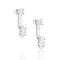 PHOEBE SILVER MARQUIS DIAMOND STUD EAR JACKET EARRINGS