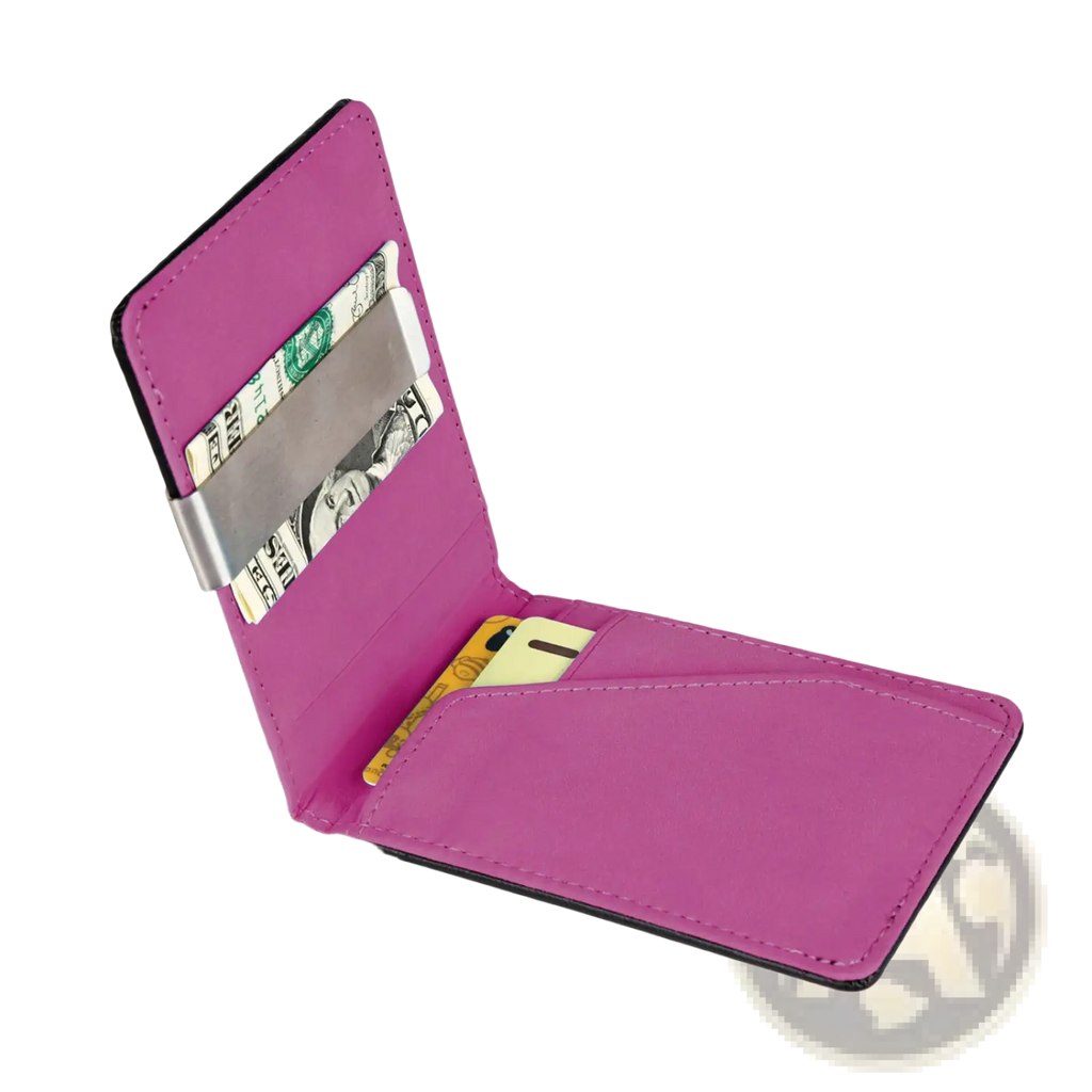 Slim Unisex Pu Leather Wallet with Metal Money Clip