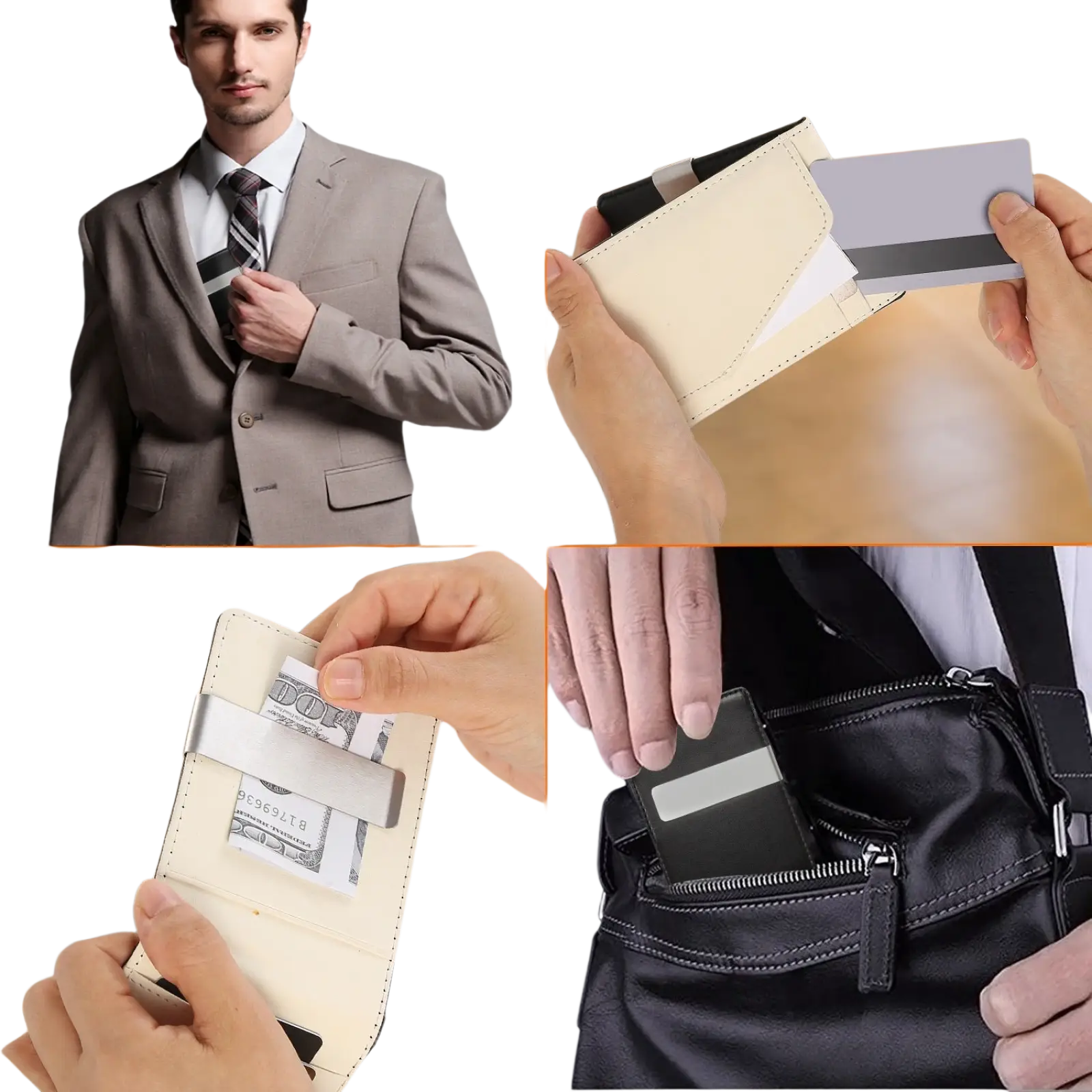 Slim Unisex Pu Leather Wallet with Metal Money Clip
