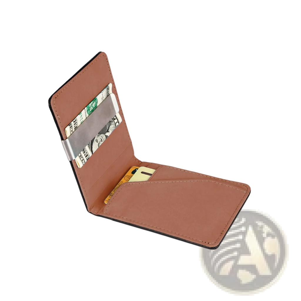 Slim Unisex Pu Leather Wallet with Metal Money Clip
