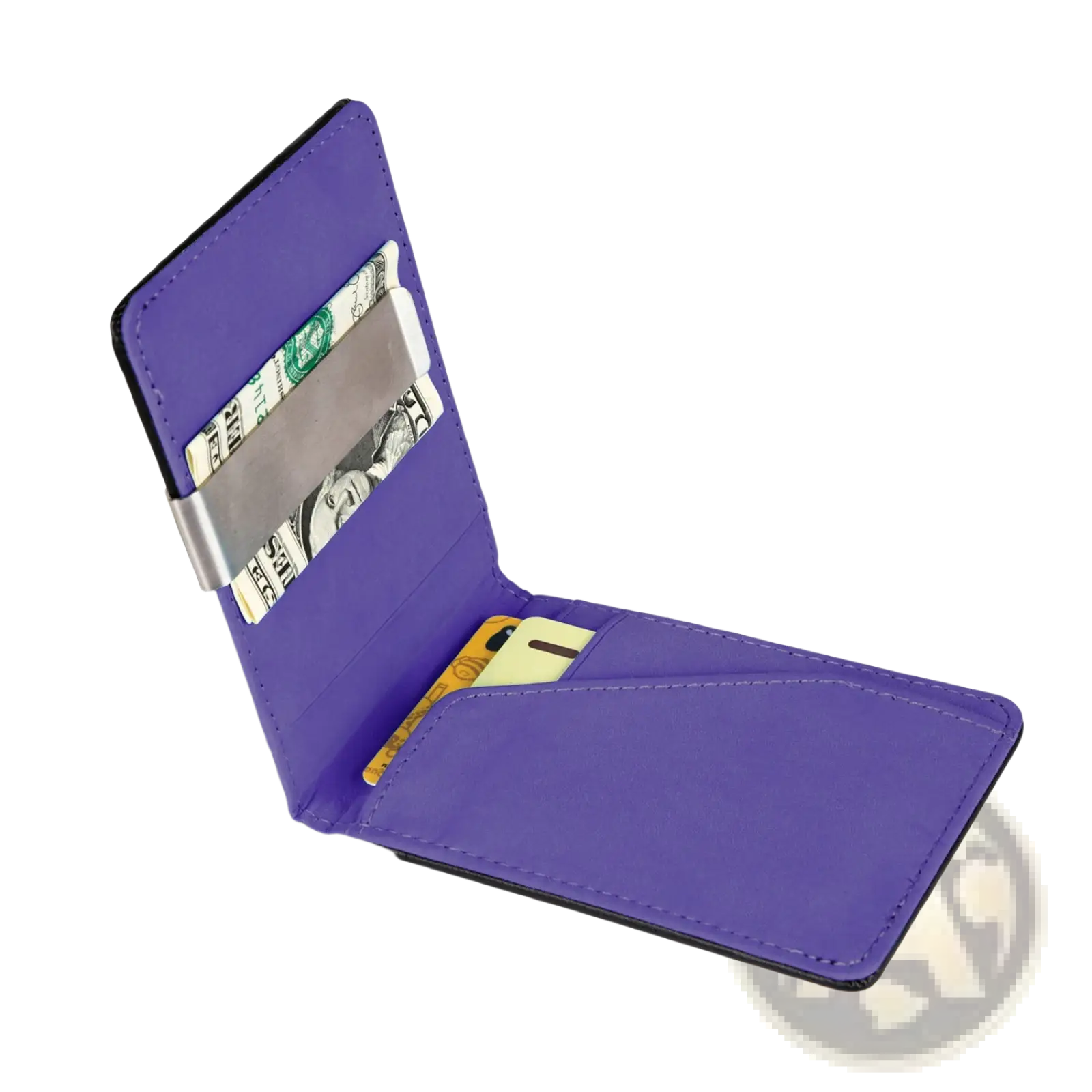 Slim Unisex Pu Leather Wallet with Metal Money Clip