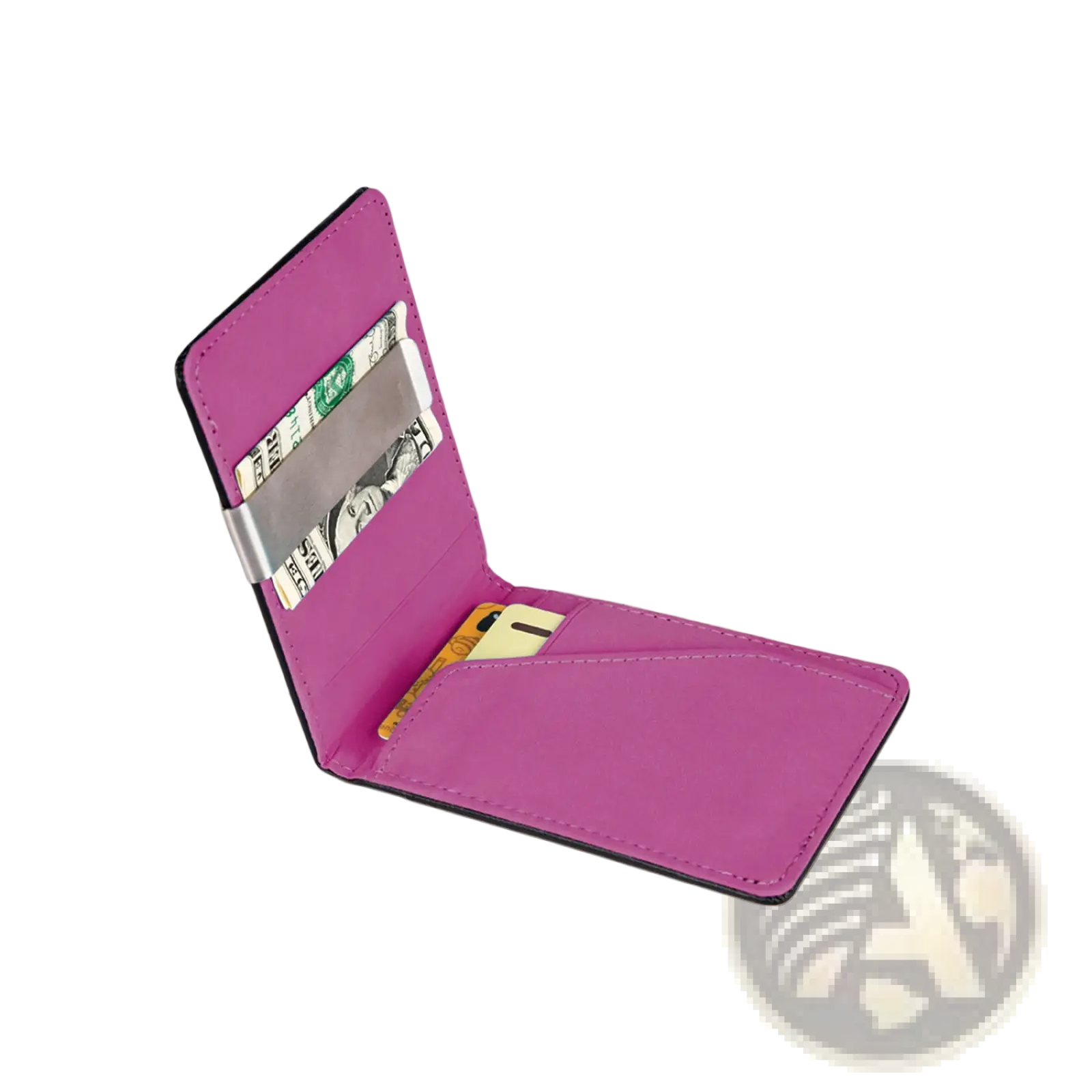 Slim Unisex Pu Leather Wallet with Metal Money Clip