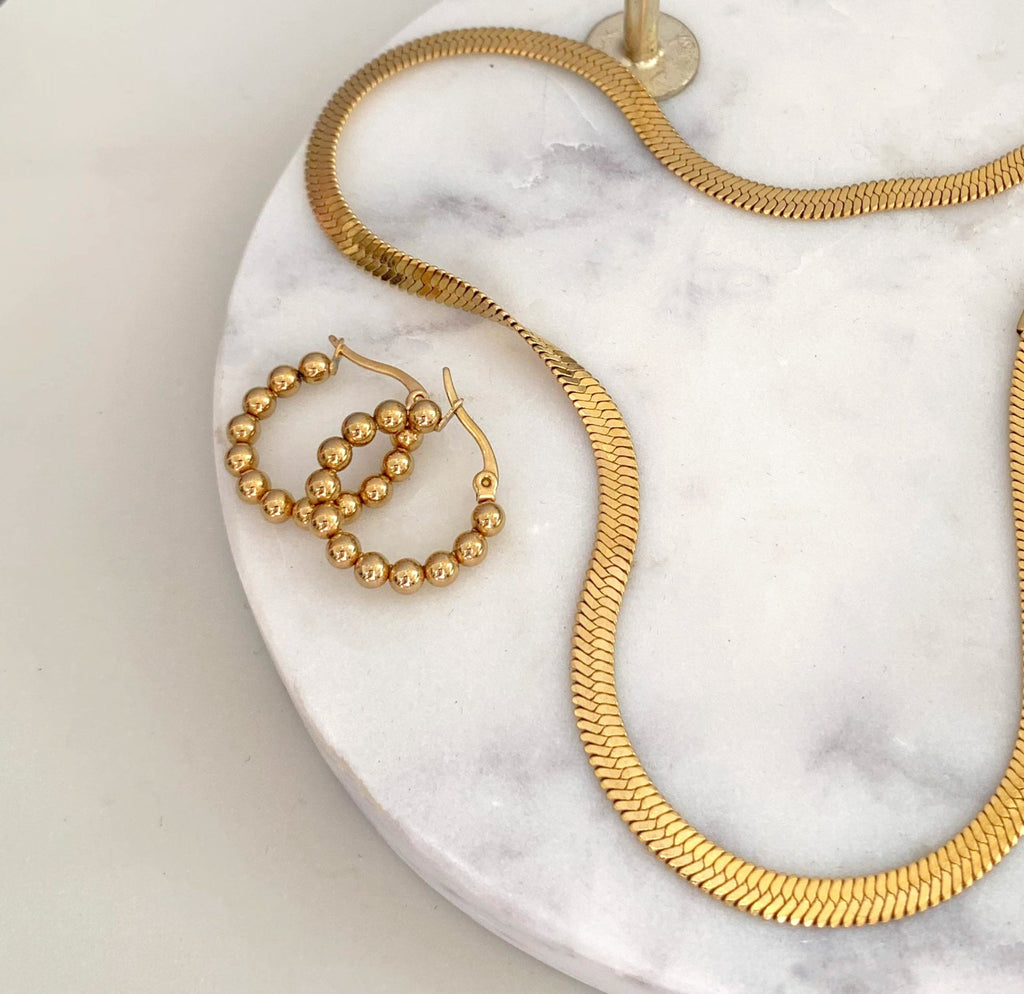 ROCCO SMALL GOLD BEADED HOOP EARRINGS