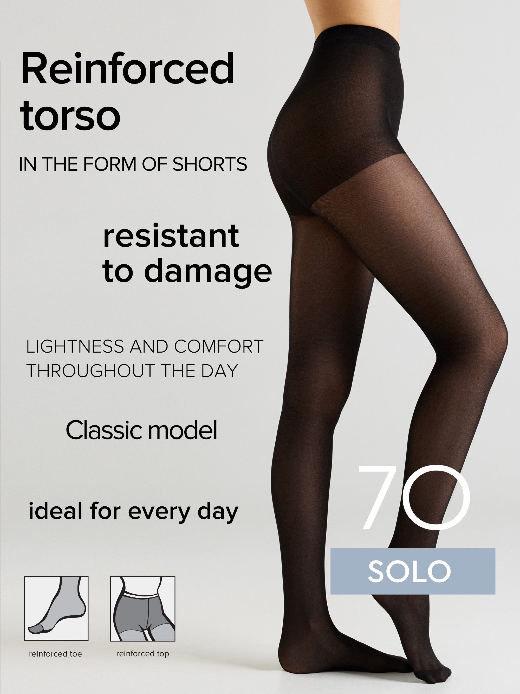 Tights Conte Solo 70 Den - Reinforced Torso