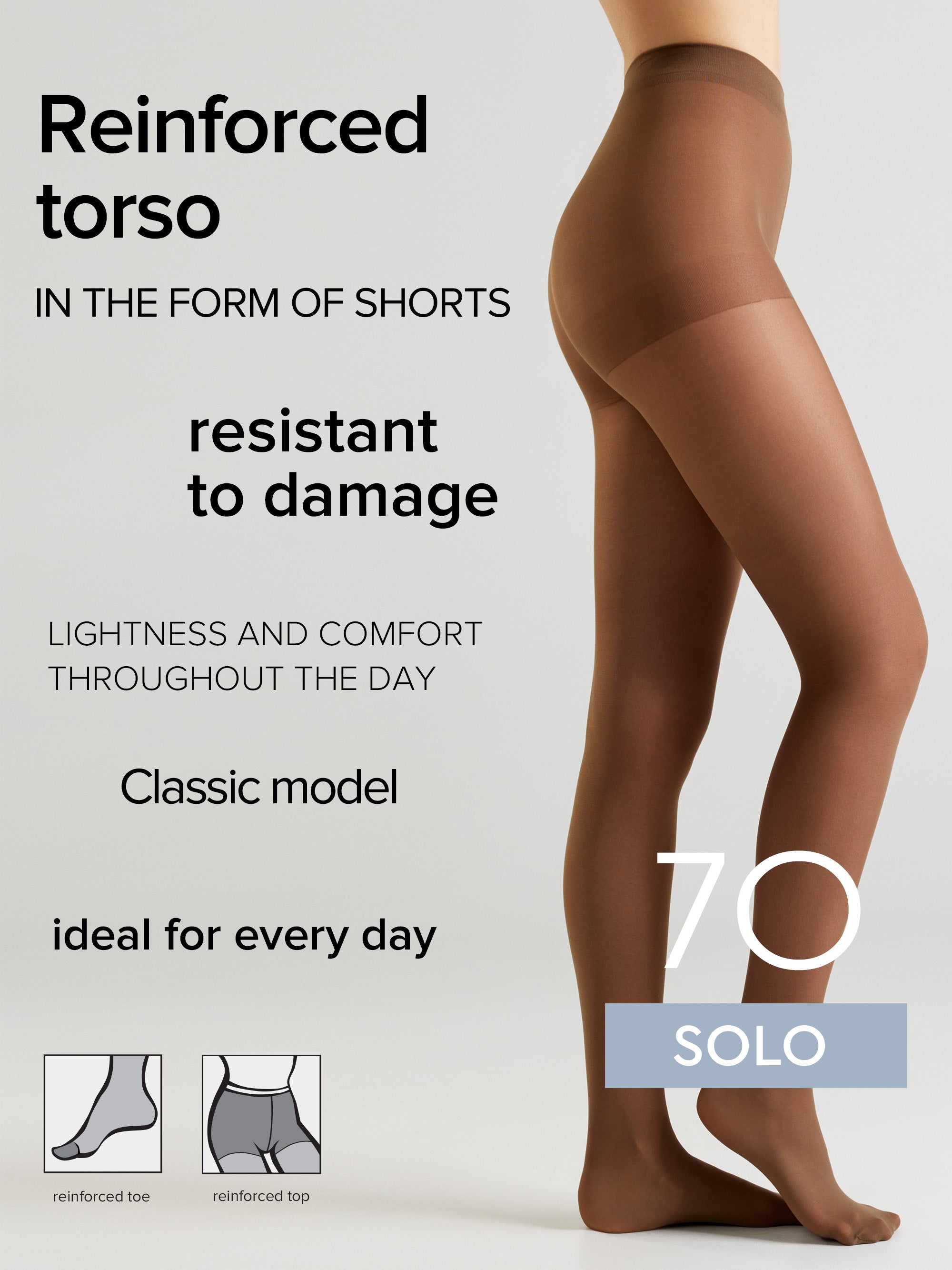 Tights Conte Solo 70 Den - Reinforced Torso
