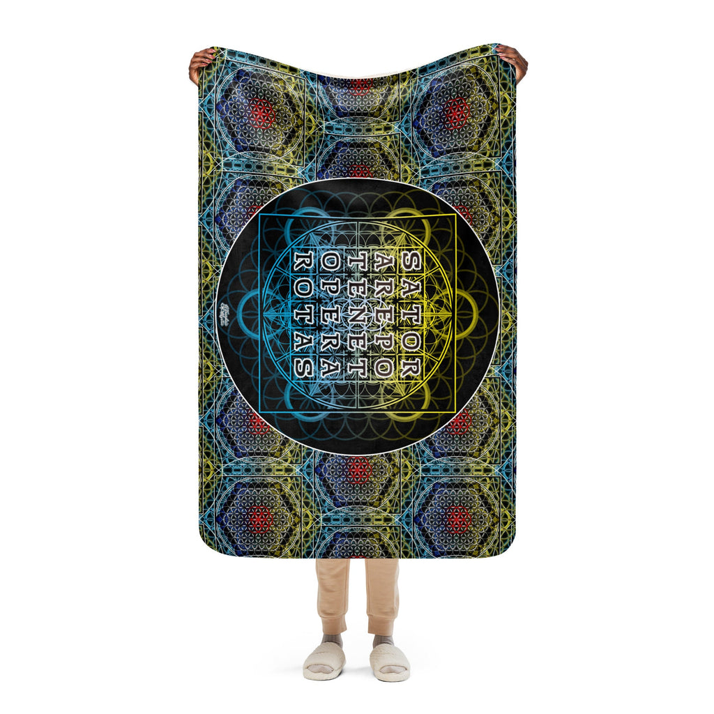 SATOR Square Sherpa Blanket | Sacred Geometry Comfort Grid | Sherpa blanket