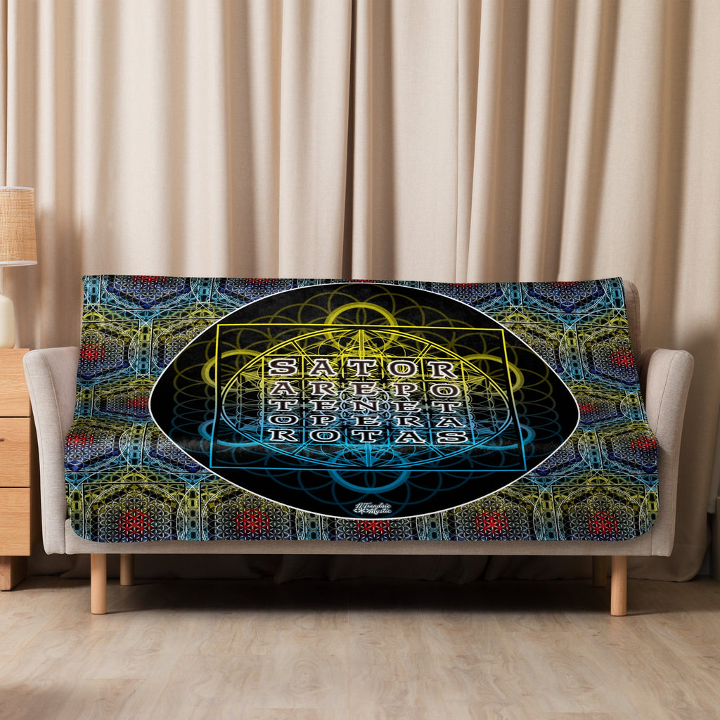 SATOR Square Sherpa Blanket | Sacred Geometry Comfort Grid | Sherpa blanket