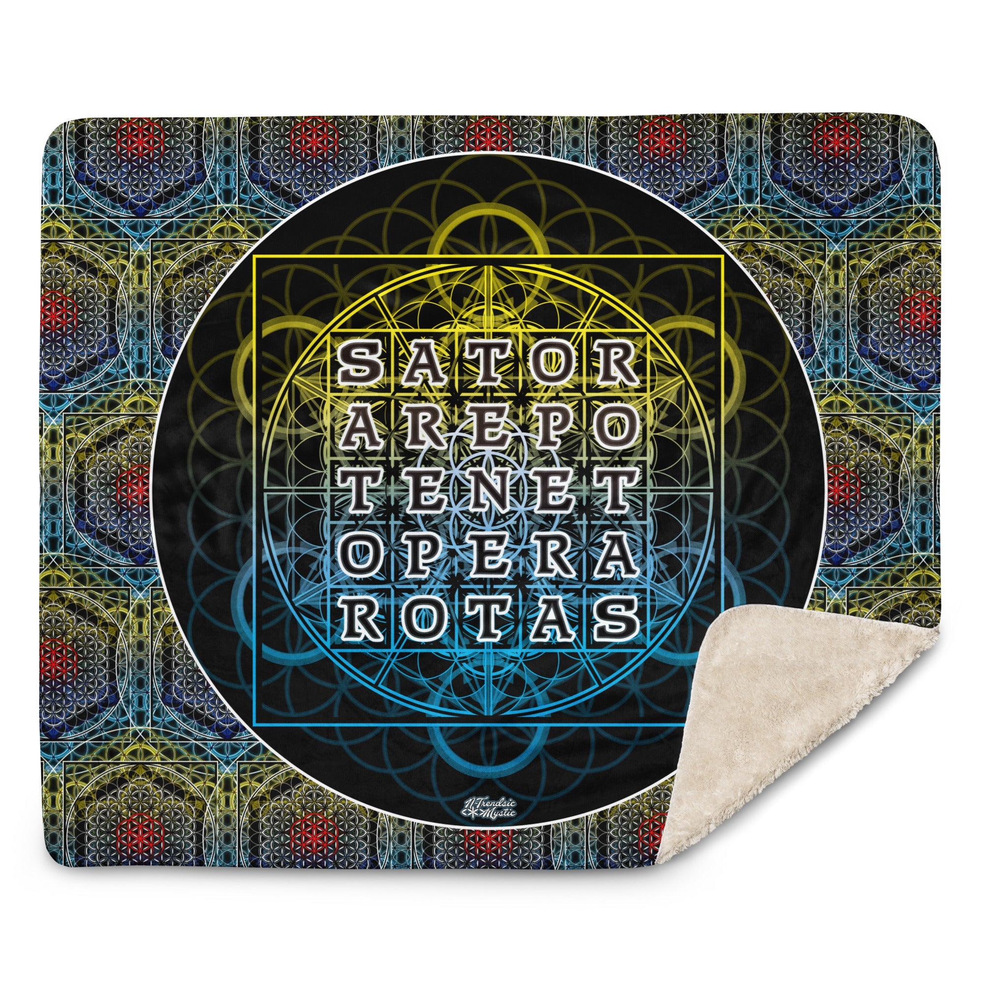 SATOR Square Sherpa Blanket | Sacred Geometry Comfort Grid | Sherpa blanket