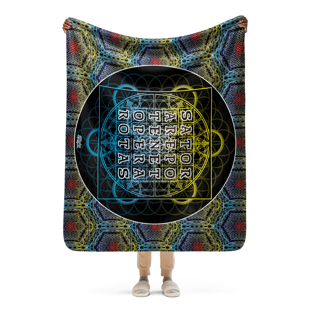 SATOR Square Sherpa Blanket | Sacred Geometry Comfort Grid | Sherpa blanket