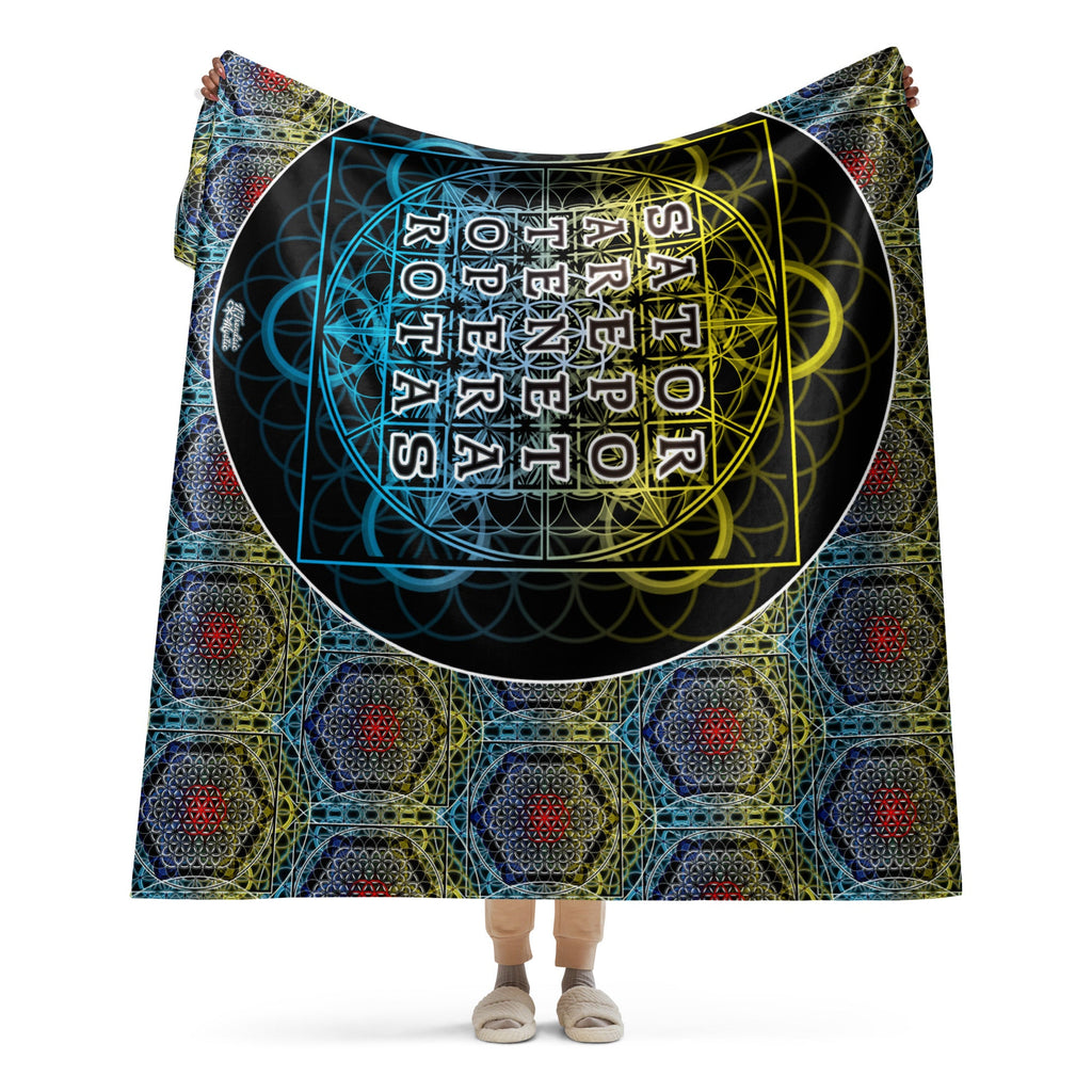SATOR Square Sherpa Blanket | Sacred Geometry Comfort Grid | Sherpa blanket